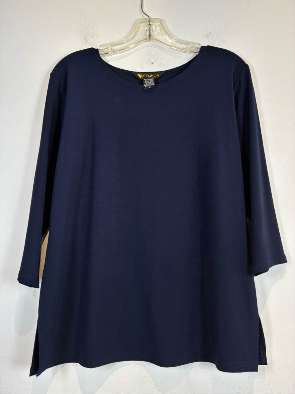 Valentina Navy Three-Quarter Sleeve Tunic Top, Size M